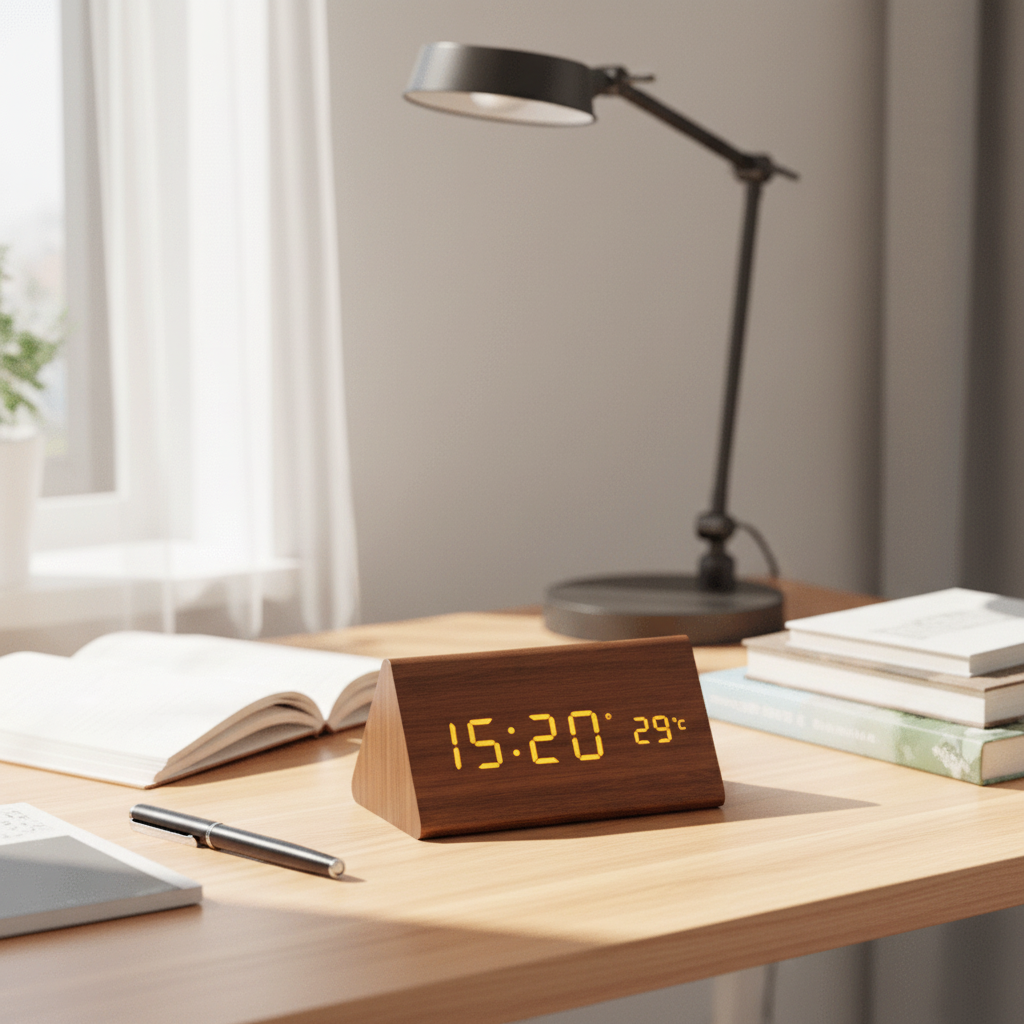 Voice-Activated LED Wood Clock | Stornfield