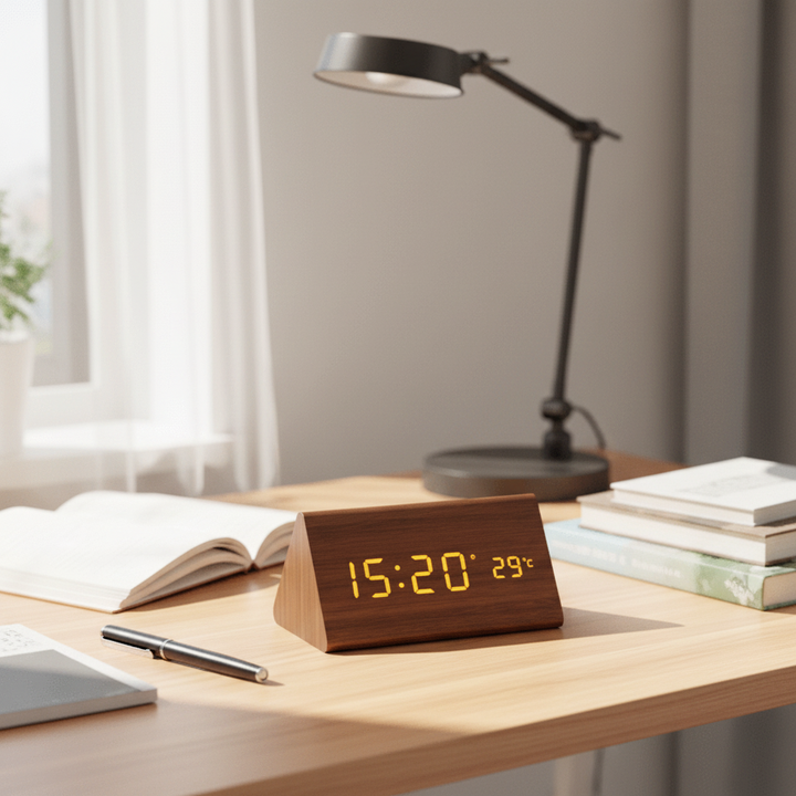 Voice-Activated LED Wood Clock | Stornfield