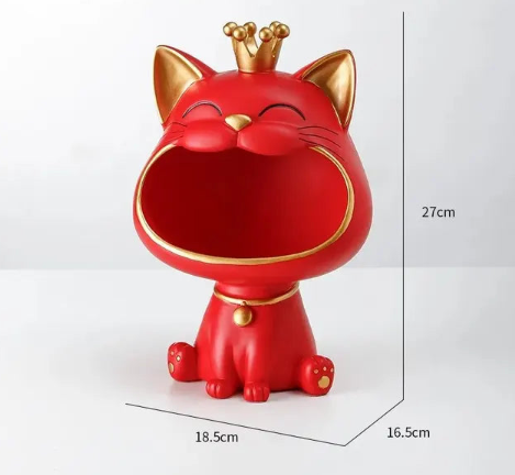 Laughing Lucky Cat Decoration, Bowl for Sweets and Jewelry, Modern Design | Stornfield