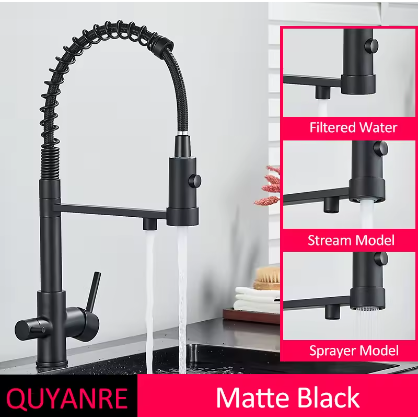 Sandsberg Black Filter Kitchen Faucet with Dual Outlet – Mixing Tap with Water Filter for Kitchens, Water Treatment and Cleaning | Stornfield