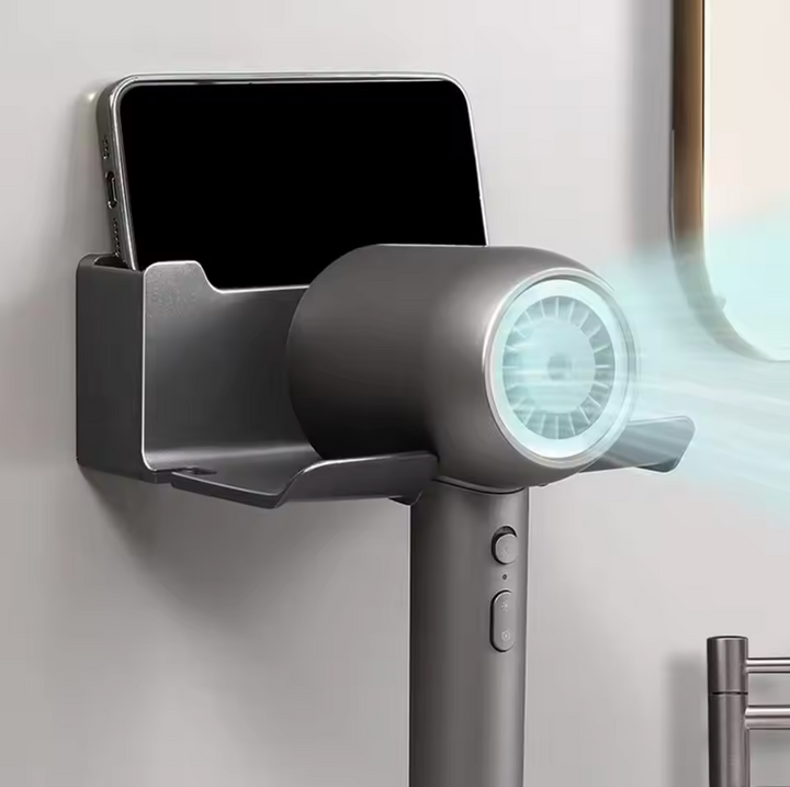 Multifunctional hair dryer holder – wall-mounted | no drilling | with plug storage | ABS plastic Stornfield