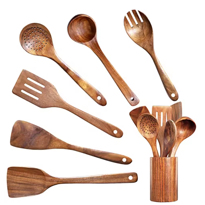 EcoWood – Luxurious wooden cookware set with Stornfield storage bucket