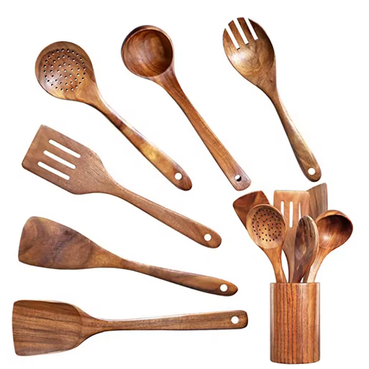 EcoWood – Luxurious wooden cookware set with Stornfield storage bucket