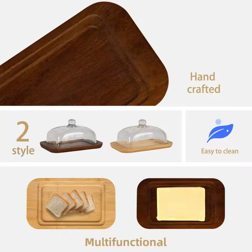 ButterVault Butter dish with glass lid and wooden base | Stornfield