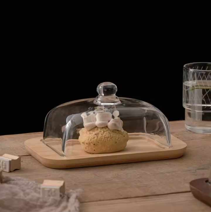 ButterVault Butter dish with glass lid and wooden base | Stornfield