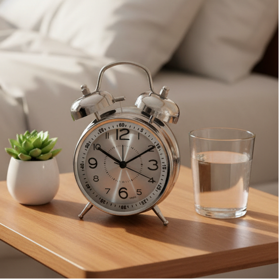 Retro Alarm Clock with Double Bell Silver Chrome | Stornfield