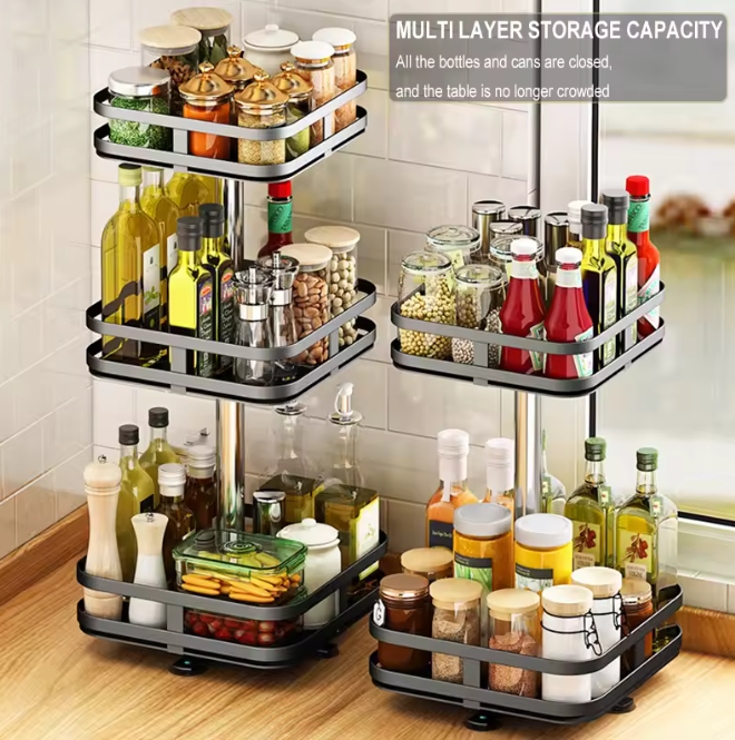 3-tier spice rack made of metal rotating | Stornfield