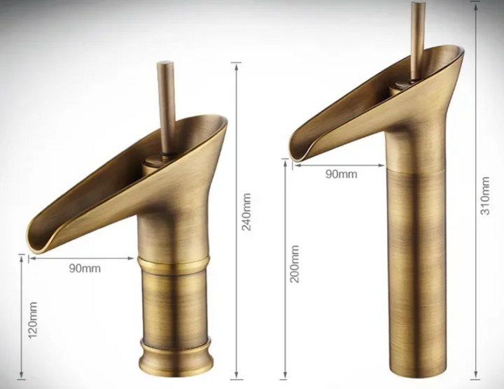 Luxurious Brass Waterfall Sink Faucet for Opulent Bathroom Sinks | Stornfield