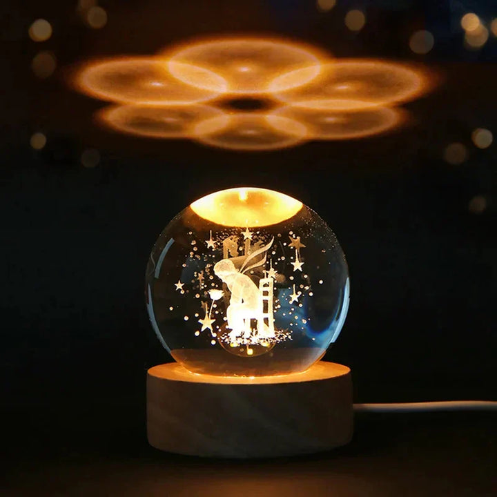 3D Crystal Night Light LED - Starry Sky Projector with Wooden Base, Romantic Lighting for Bedroom & Gifts | Stornfield