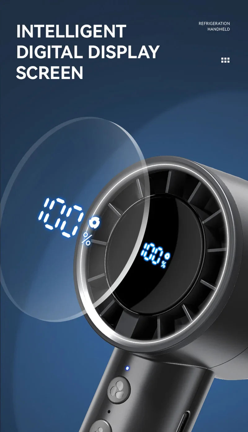 Silent High-Speed USB Handheld Fan – Portable Small Fan with LED Display, High Wind Power, and Cooling Air Conditioner Function | Stornfield