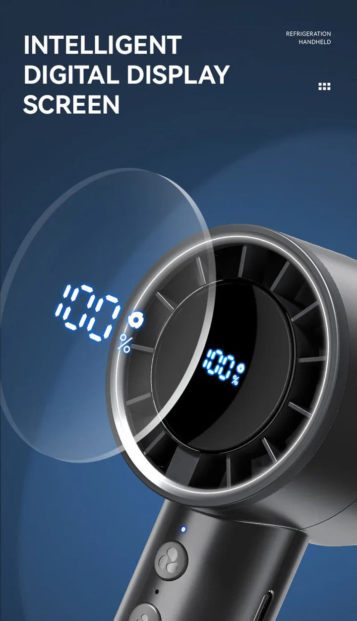 Silent High-Speed USB Handheld Fan – Portable Small Fan with LED Display, High Wind Power, and Cooling Air Conditioner Function | Stornfield