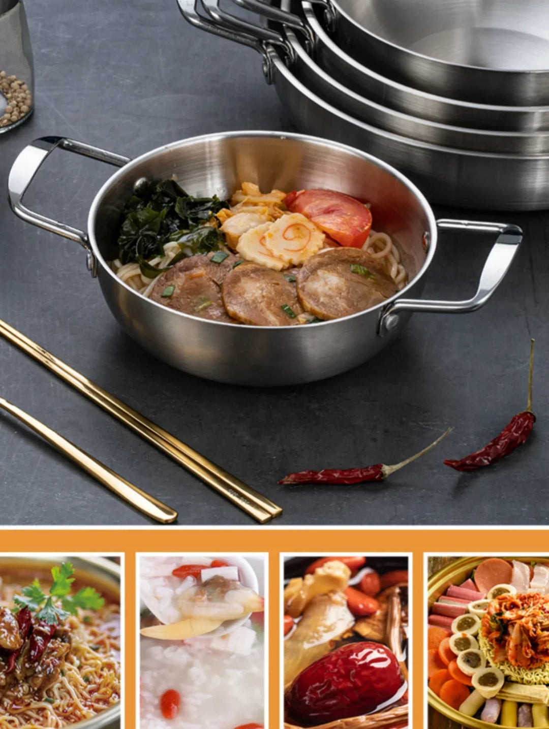 GastroPan – Stainless Steel Sauce & Paella Pan with Handle Stornfield