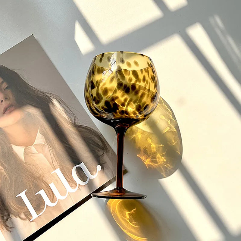 Stornfield | Vintage Amber Leopard Print Wine Glass