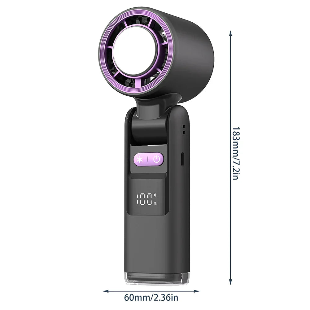 Mini handheld fan with 100 wind levels and digital display | Stornfield