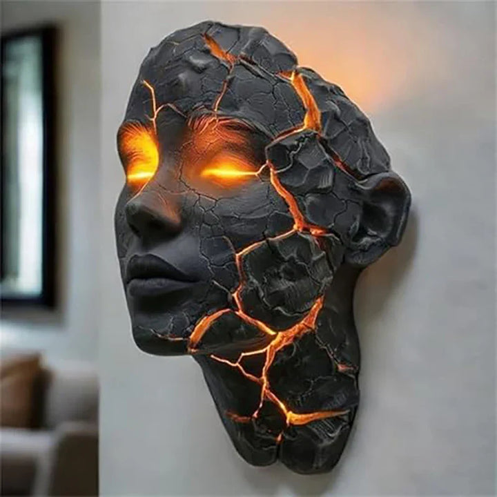 Volcanic Face Lava Crack Wall Art Lamp | Stornfield