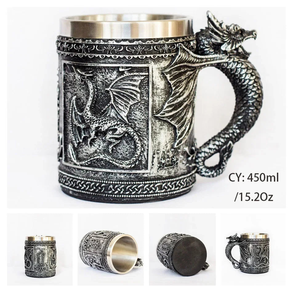 Stornfield | Medieval Dragon Stainless Steel Resin Mug as Coffee Mug or Tea Mug
