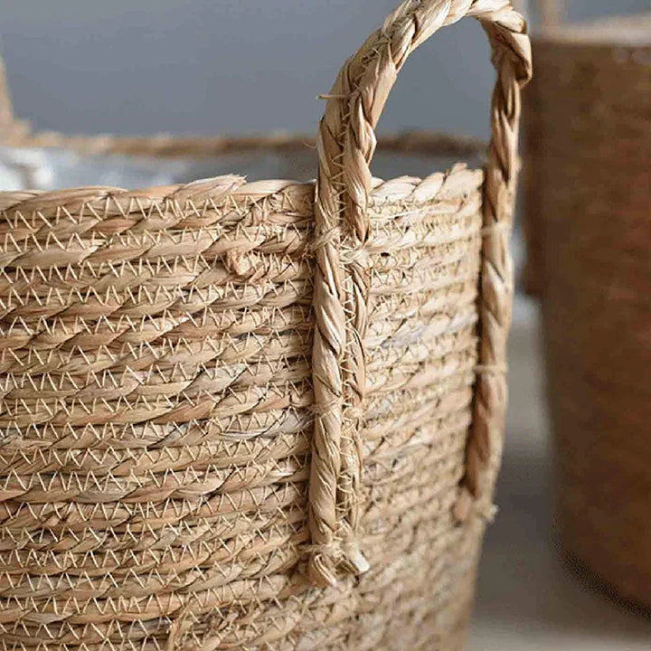 Stornfield | Nordic Extra Large Straw Pouch Flower Pot Storage Basket Seaweed Green Plant Potted Hand-Woven Flower Basket Floor Indoor Flower Pot