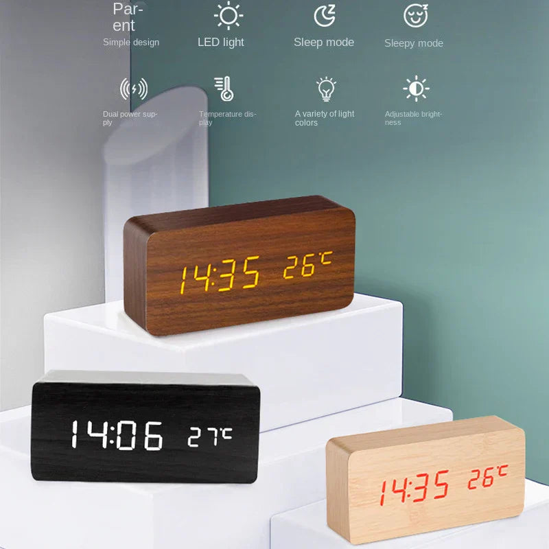 Stornfield | Réveil LED intelligent en bois pour chambre