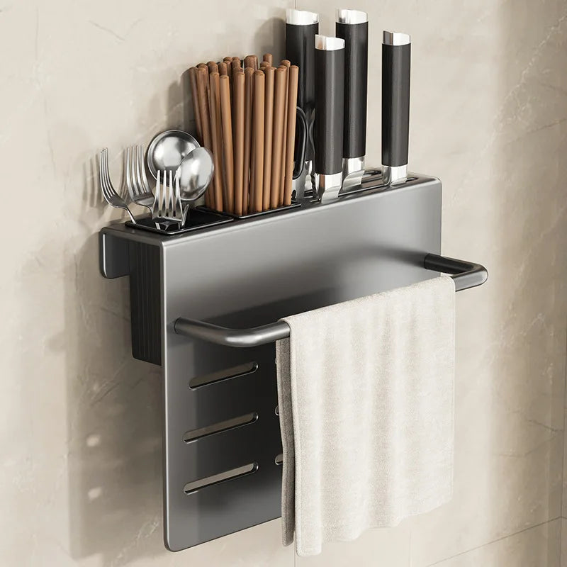 ChefSpace Wall-mounted Knife Holder with Cutting Board Storage – Stainless Steel Stornfield
