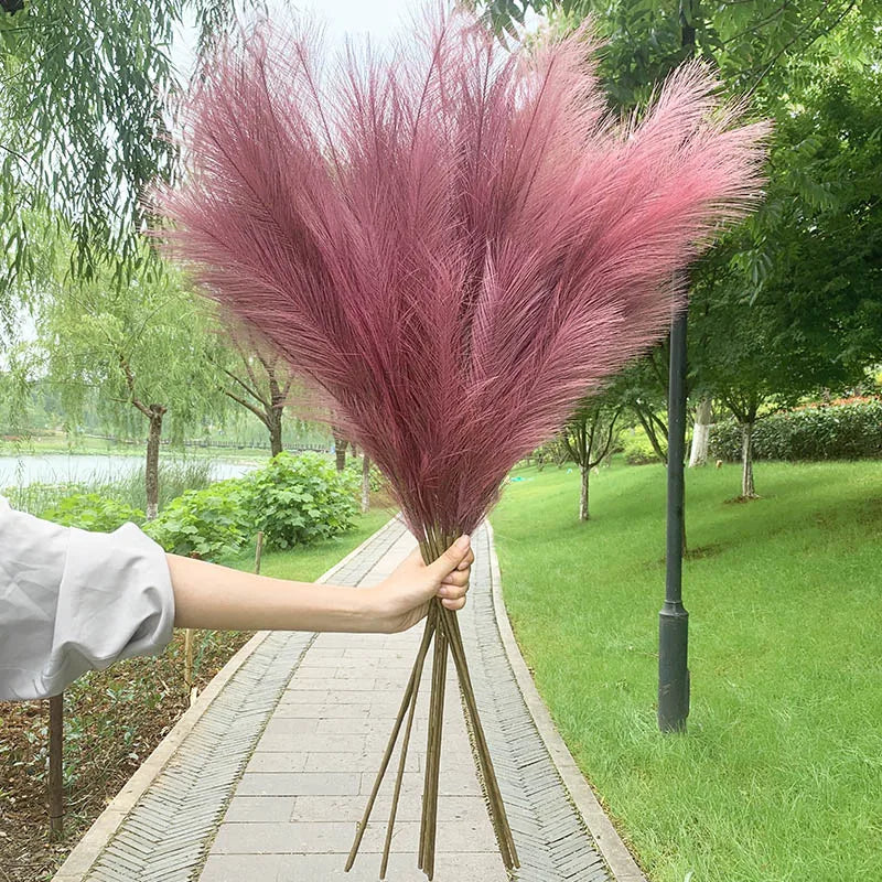 Stornfield | 5pcs 100cm Artificial Pampas Grass Dried Flower Bouquet Wedding Party Home Decor Room Artificial Plant Decoration Supplies