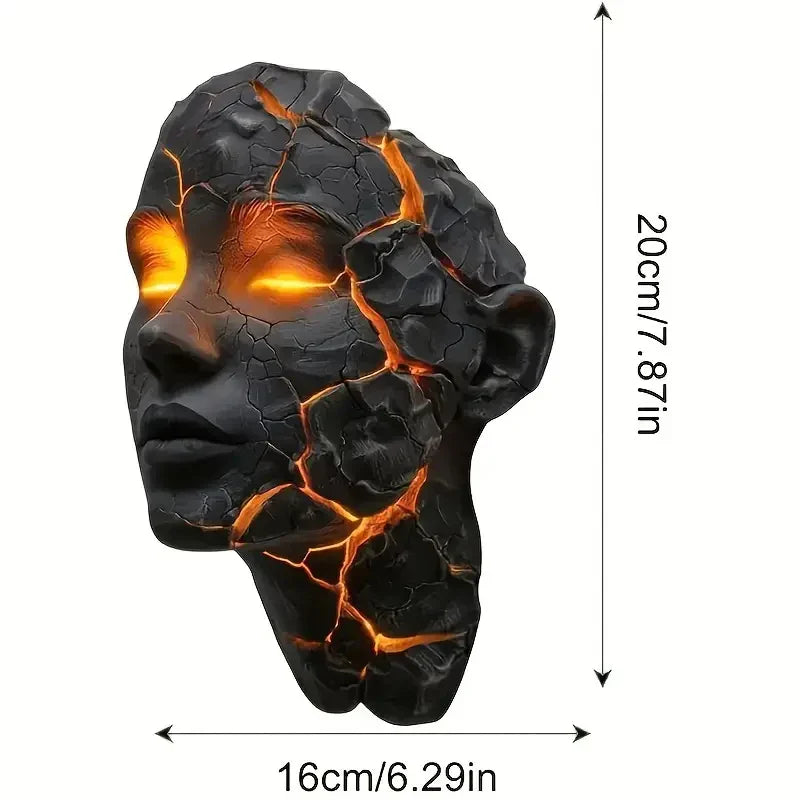 Volcanic Face Lava Crack Wall Art Lamp | Stornfield
