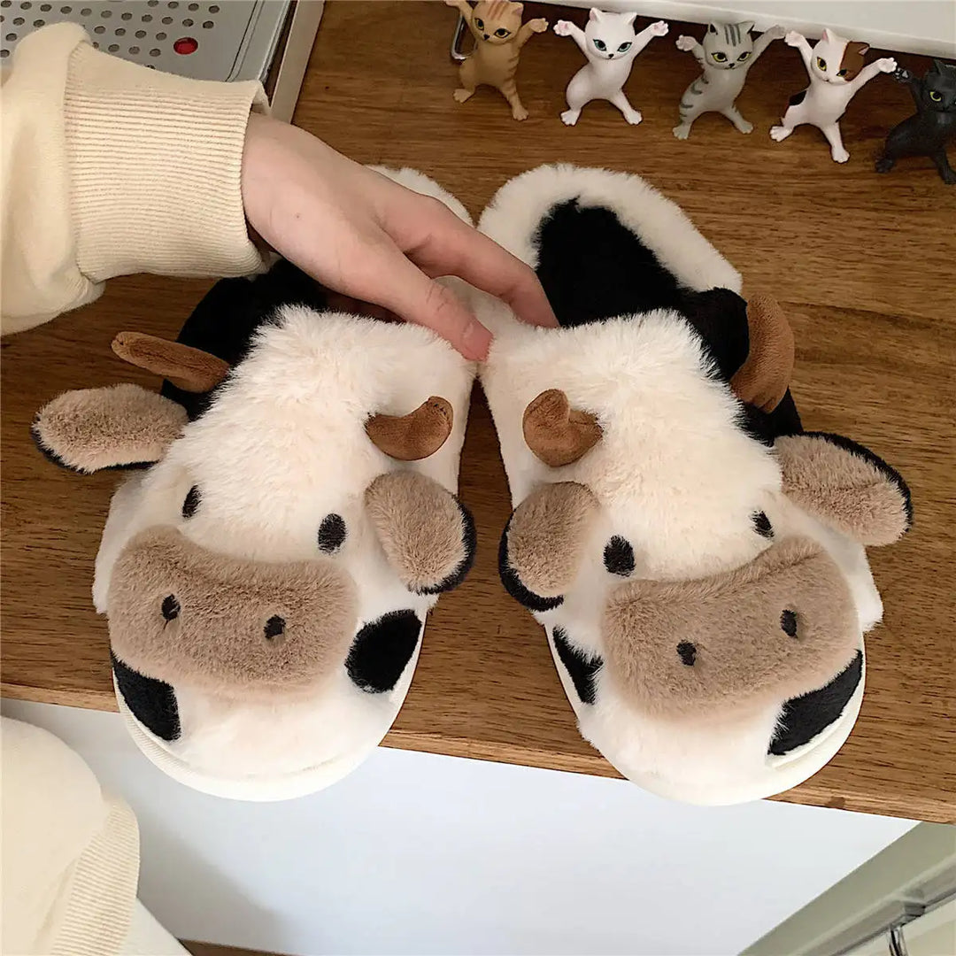 Funny Cow Slippers for Men and Women – Fluffy Winter Slippers, Cozy and Warm, Non-Slip and Soft for Home | Stornfield