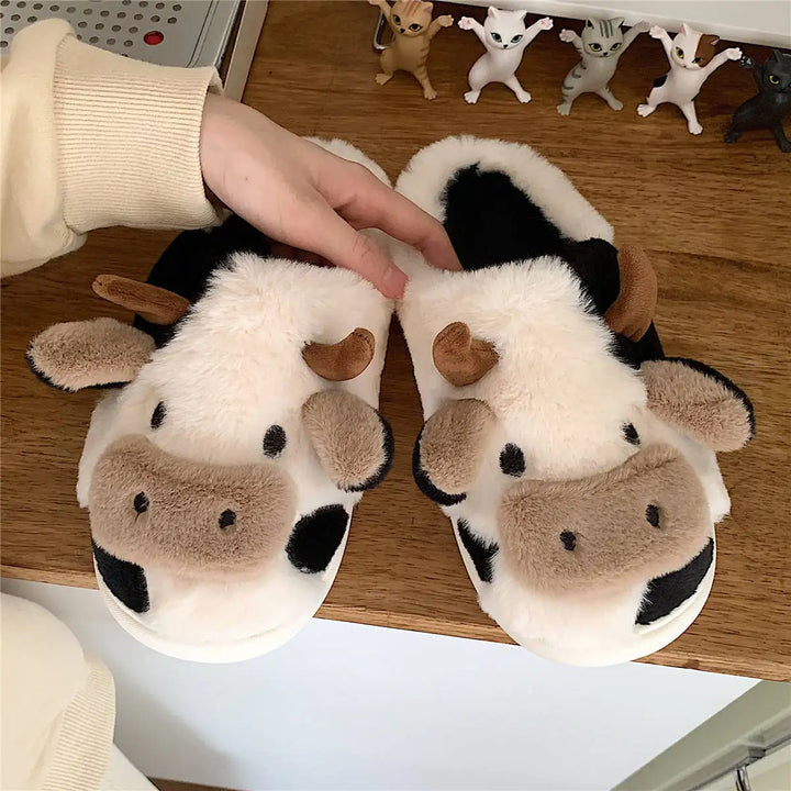 Funny Cow Slippers for Men and Women – Fluffy Winter Slippers, Cozy and Warm, Non-Slip and Soft for Home | Stornfield
