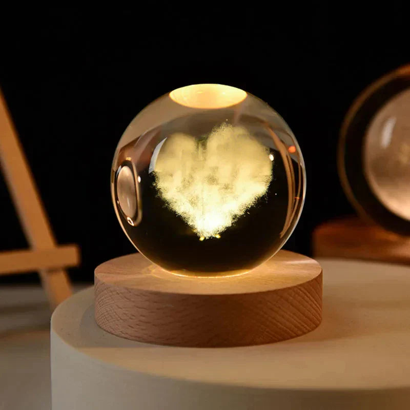 3D Crystal Night Light LED - Starry Sky Projector with Wooden Base, Romantic Lighting for Bedroom & Gifts | Stornfield