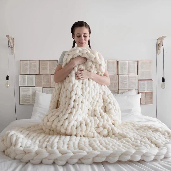 Stornfield | Chunky Knit Blanket – Cozy Wool Blanket for Every Room – Soft & Warm – Perfect for Sofa and Bed