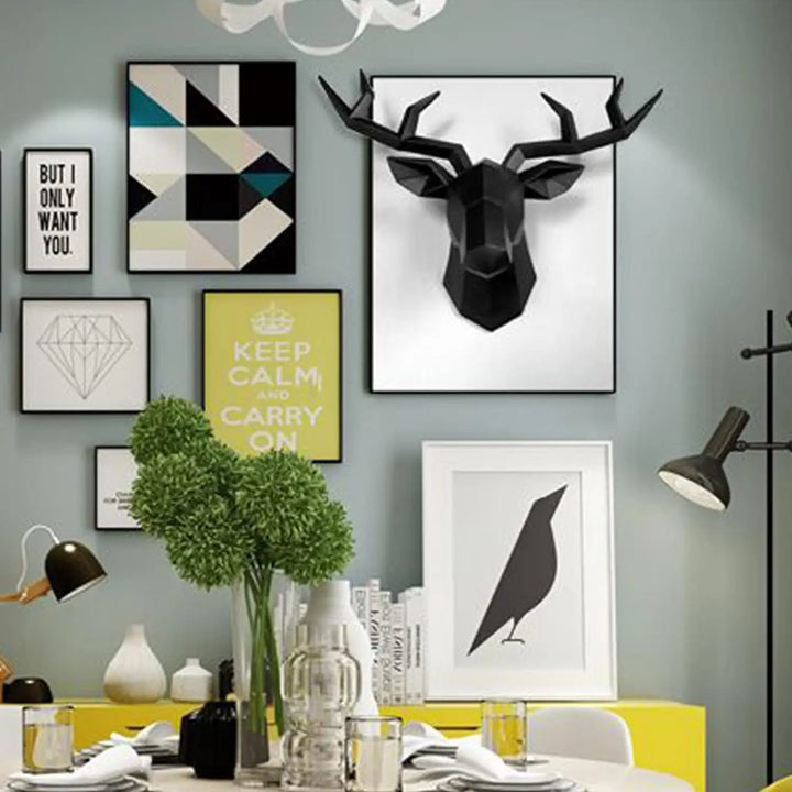 Stornfield | 3D Stag Head Sculpture, Geometric Resin Deer Head Wall Decor, Modern Home Decor, Luxury Wall Decoration