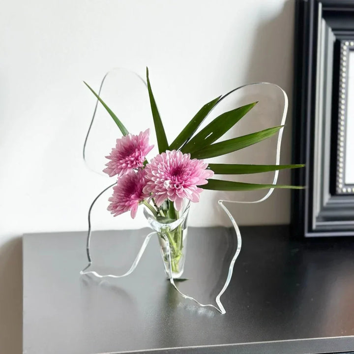 Artistic Butterfly Clear Flower Vase | Stornfield