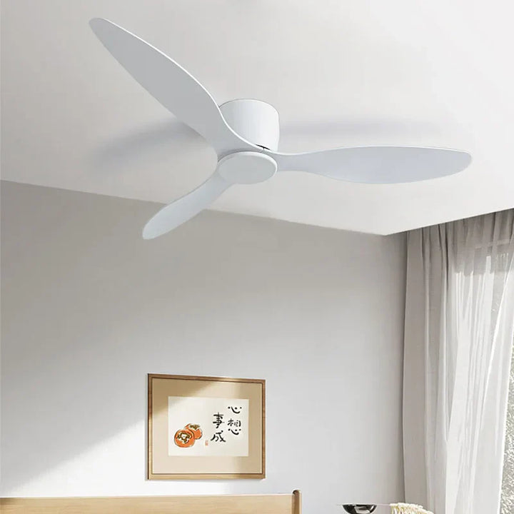 42-52 Inch Ceiling Fans with DC Motor — Remote Control Low Floor Cooling Fans, No Light, White Wood & Black Options | Stornfield
