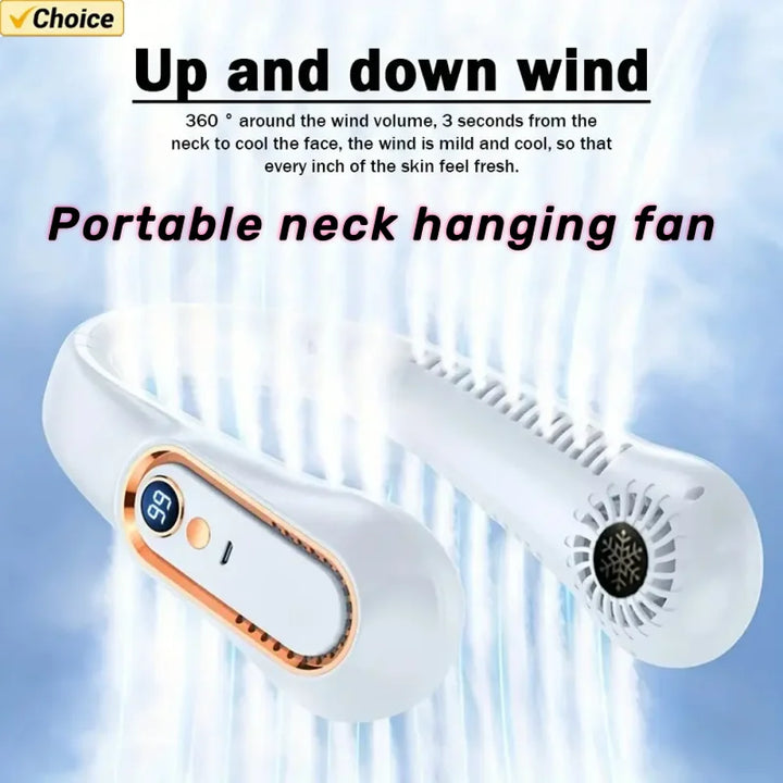 Hanging neck fan portable summer air cooler USB cooling fan with 5 speeds and digital displays - super technology and bladeless | Stornfield