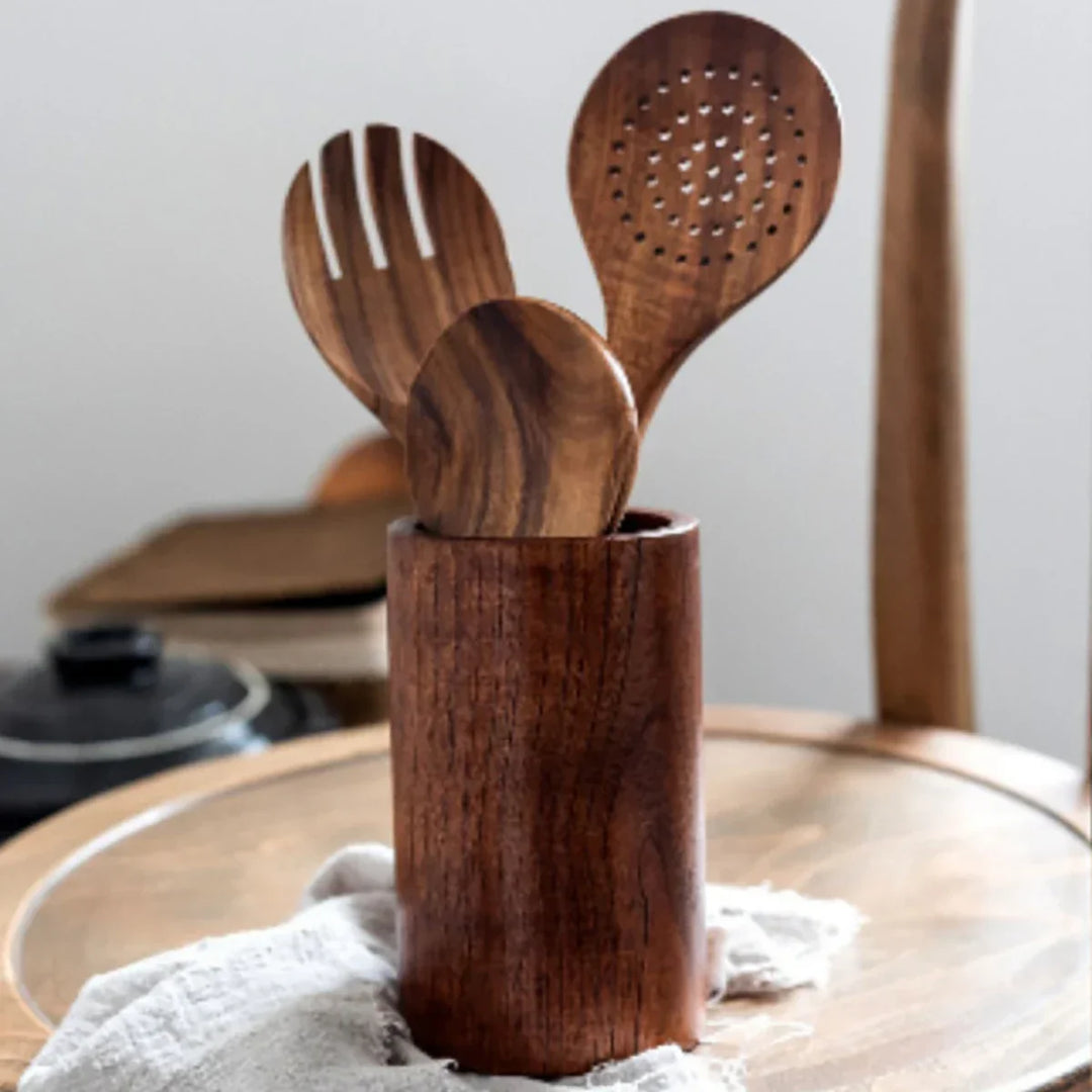 EcoWood – Luxurious wooden cookware set with Stornfield storage bucket