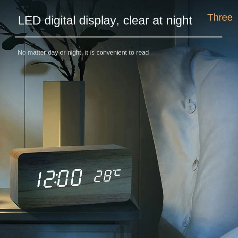 Stornfield | Réveil LED intelligent en bois pour chambre