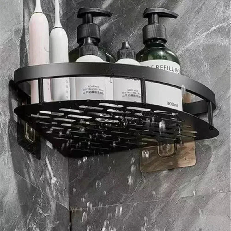 Corner Holder Aluminum Wall Shelf – Space-Saving Bathroom Organizer Without Drilling | Stornfield