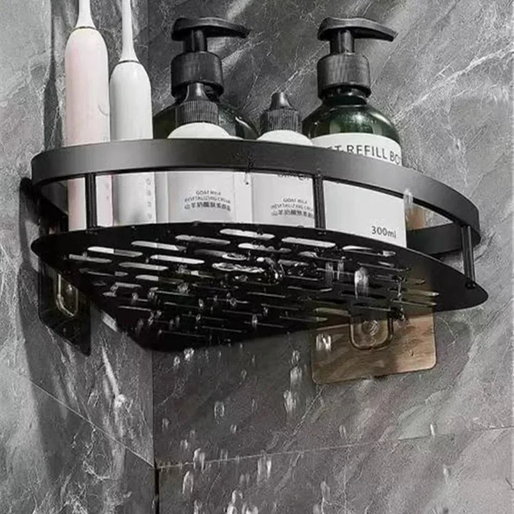 Corner Holder Aluminum Wall Shelf – Space-Saving Bathroom Organizer Without Drilling | Stornfield