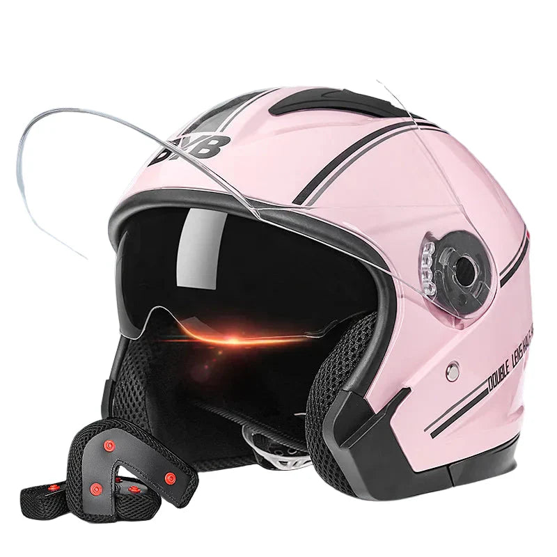 Stornfield | Retro 3/4 Open-Face Motorcycle Helmet with Dual Lens – AeroRide