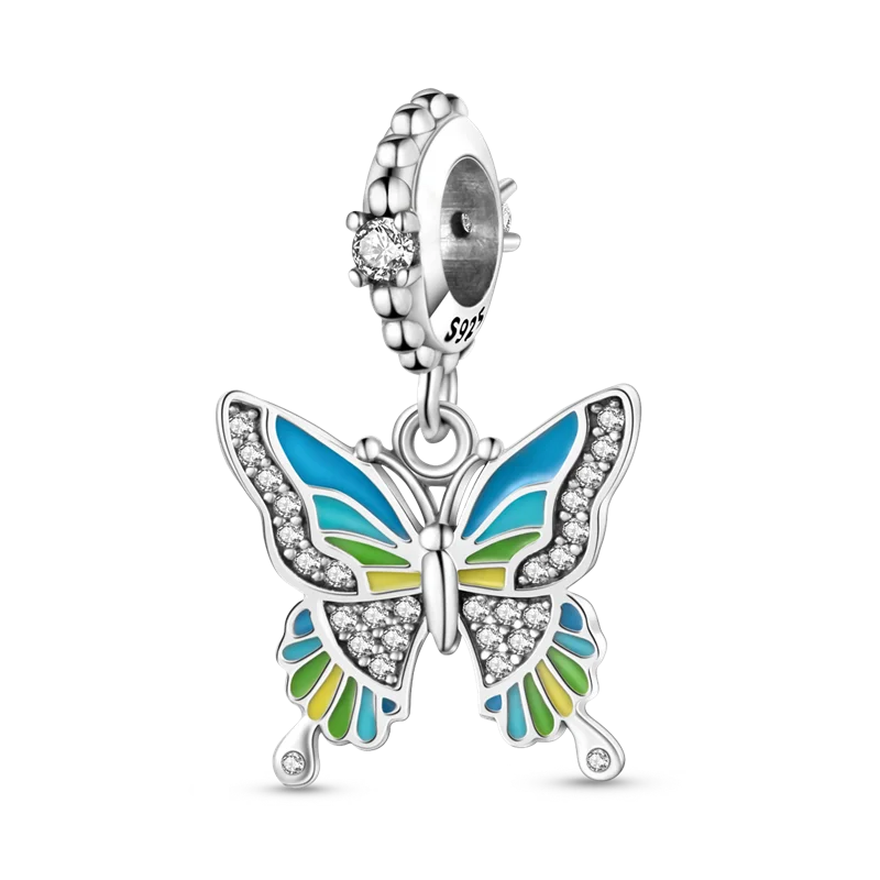Stornfield | 925 Sterling Silver Charms, Leopard Gold Beads, Colorful Chameleon Rhino Lion Beetle Cat Pendant Compatible with Original Pandora Bracelet Jewelry