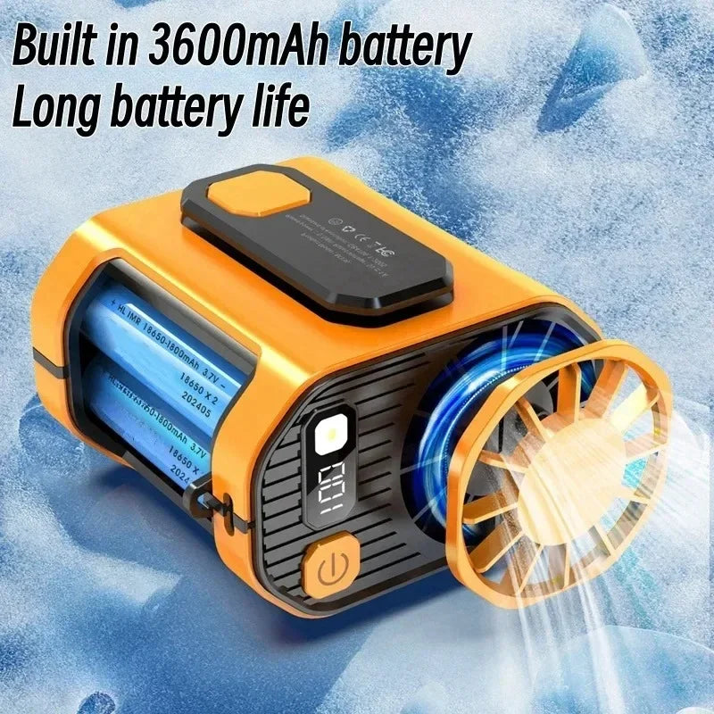 20000mAh Portable Waist Fan - Strong Wind Hanging Neck Fan with Power Bank and LED Lighting for Outdoor Sports and Work | Stornfield