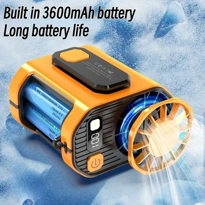 20000mAh Portable Waist Fan - Strong Wind Hanging Neck Fan with Power Bank and LED Lighting for Outdoor Sports and Work | Stornfield