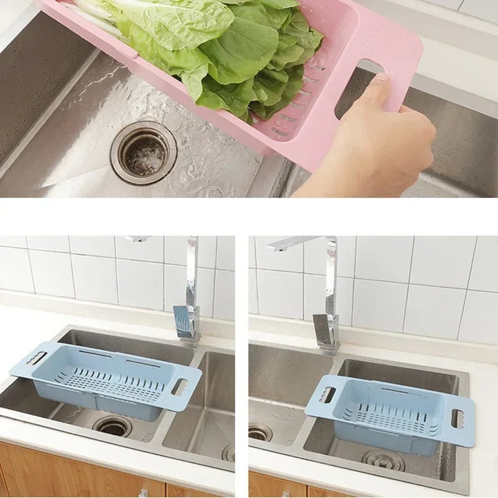 FlexDrain Draining Basket Kitchen – Adjustable Sink Organizer | Auto Drain & Fruit Vegetable Dryer | Space-saving Kitchen Accessory | Stornfield