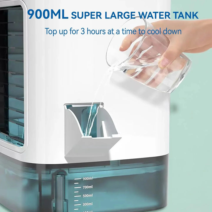 Portable Mini Air Conditioner – 3-Speed Small AC Unit with 900ML Water Tank, Electric Fan and Humidifier for Bedroom & Office | Stornfield