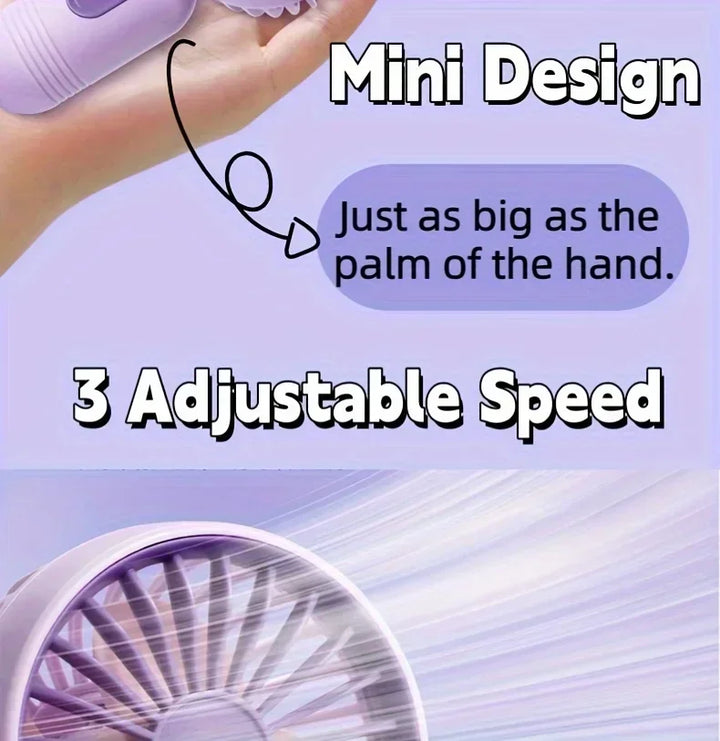 Mini Handheld USB Fan – 3-Speed Strong Wind Portable Desk Fan, Rechargeable for Students, Office, Outdoor, Travel, and Camping | Stornfield