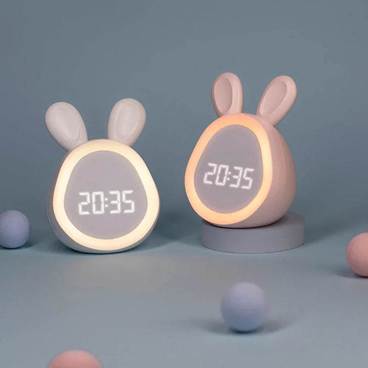 Rabbit-Shaped Kids' Alarm Clock with LED Night Light - BunniGlow | Stornfield