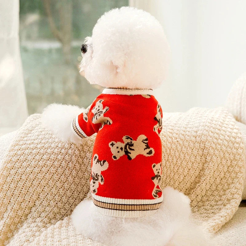 Stornfield striped knit warm dog cardigan