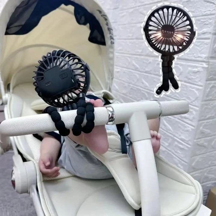 Rechargeable Baby Stroller Fan: Handheld USB Bladeless Mini Ventilator - Silent Cooling for Outdoor Use, Neck and Table Fan | Stornfield