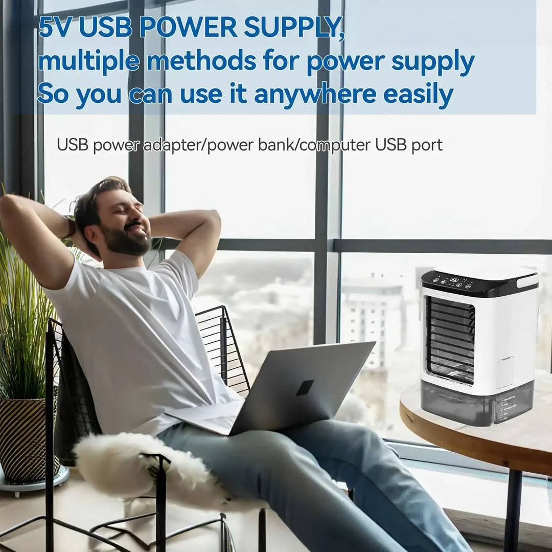 Portable Mini Air Conditioner – 3-Speed Small AC Unit with 900ML Water Tank, Electric Fan and Humidifier for Bedroom & Office | Stornfield