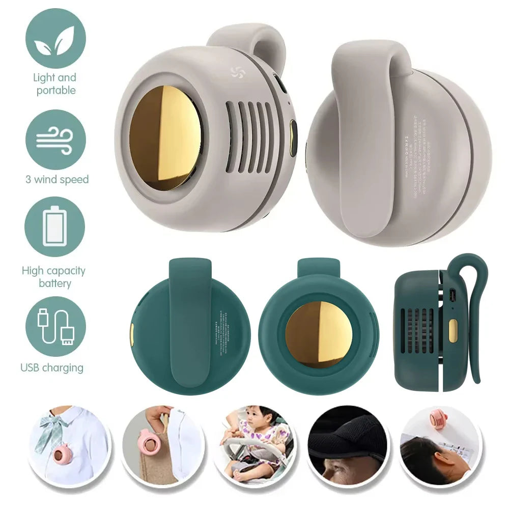 Portable Mini Handheld Bladeless Fan – Rechargeable Clip-On Waist or Desktop Fan for Outdoor Ventilation | Stornfield