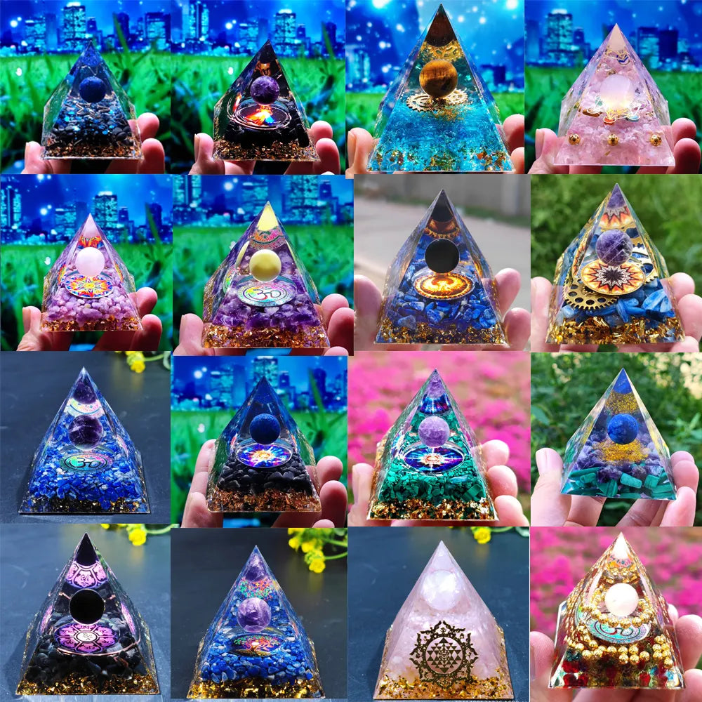Orgonite Pyramid with Amethyst Pendulum – Energy, Protection and Decoration | Stornfield